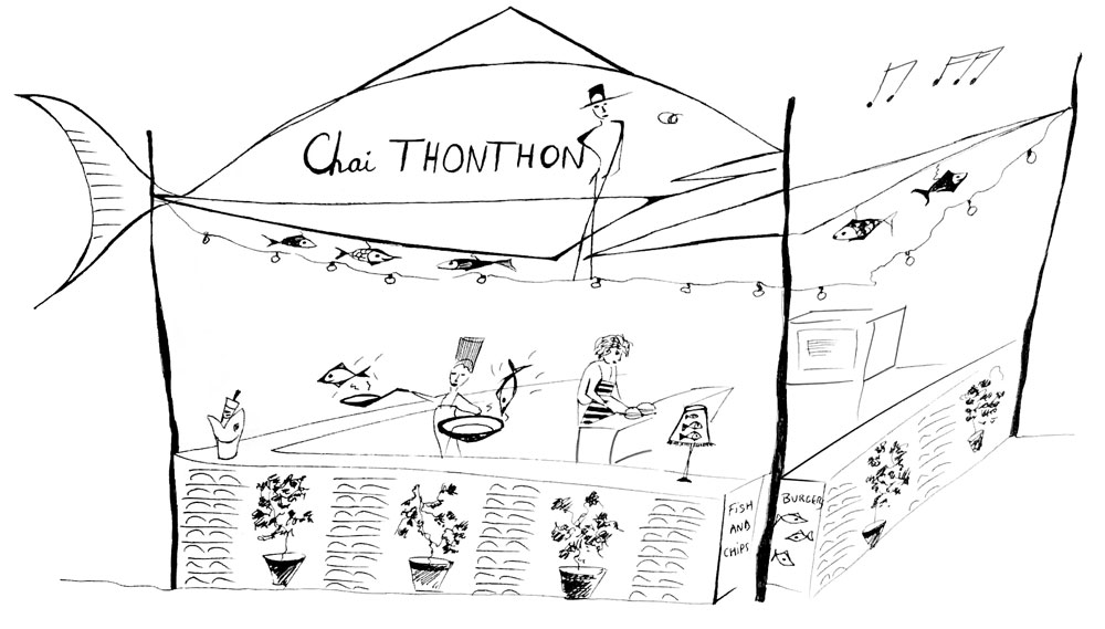 dessin du restaurant itinérant Chai Thonthon